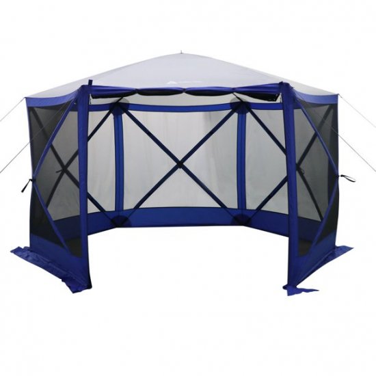 Ozark Trail 6 Hub Outdoor Camping 11\'x10\' Screen House, One Room, Blue