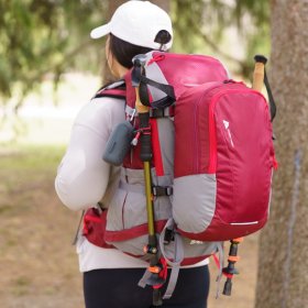 Ozark Trail 2-in-1 Family Pack, 35 Liter Hiking Backpack with Detachable 15 Liter Daypack, Red