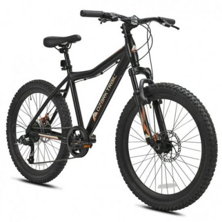 Ozark Trail 24 in.Youth Glide Aluminum Mountain Bicycle,8 Speeds,Front Suspension,Black