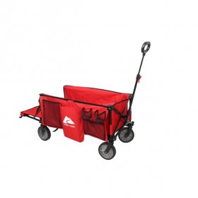 Ozark Trail Camping Utility Wagon with Tailgate & Extension Handle, Red