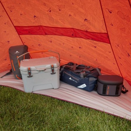 Ozark Trail Orange Sun Shelter Beach Tent, 11.25'x 8.25'with Gear Storage and UV Protection