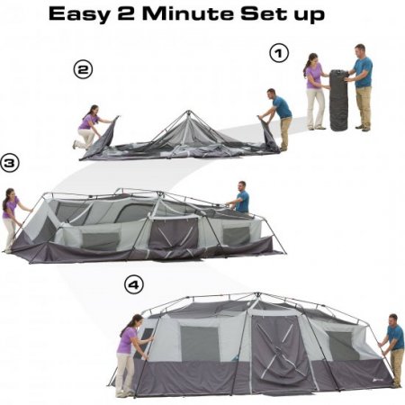 Ozark Trail 20'x 10'Instant Cabin Tent in Gray and Teal, Sleeps 12