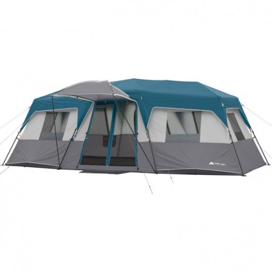 Ozark Trail 20\'x 10\'Instant Cabin Tent in Gray and Teal, Sleeps 12