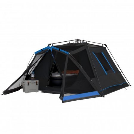 Ozark Trail 10'x 9 6-Person Instant Dark Rest Cabin Tent with LED Lighted Poles, 29.76 lbs