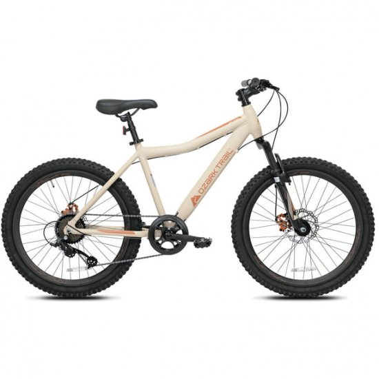 Ozark Trail 24\" Youth Glide Aluminum Mountain Bicycle,8 Speeds,Front Suspension,Vanilla