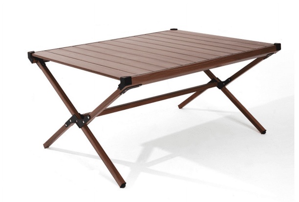 Ozark Trail Aluminum Roll-Top Camping Table, Dark Brown